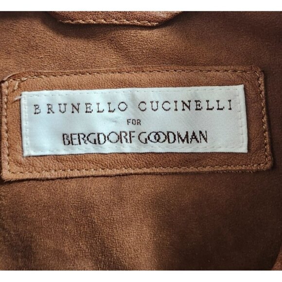 Brunello Cucinelli Riders Real Leather Jacket Brown Size S - Picture 8 of 16